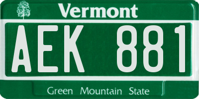 VT license plate AEK881