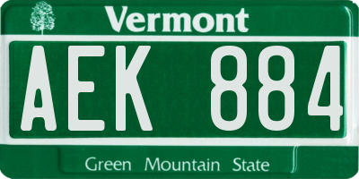 VT license plate AEK884