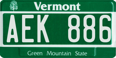 VT license plate AEK886