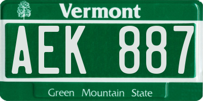 VT license plate AEK887