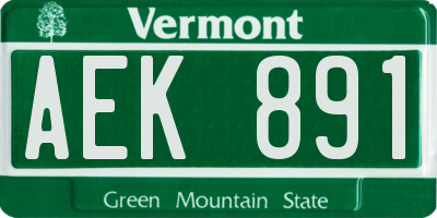 VT license plate AEK891
