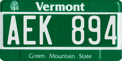 VT license plate AEK894