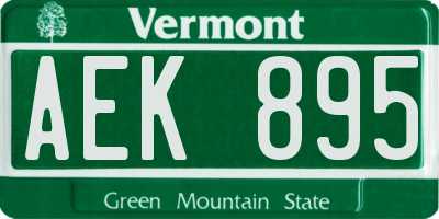 VT license plate AEK895