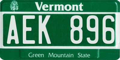 VT license plate AEK896