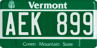 VT license plate AEK899