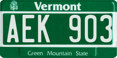 VT license plate AEK903