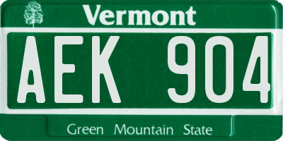VT license plate AEK904