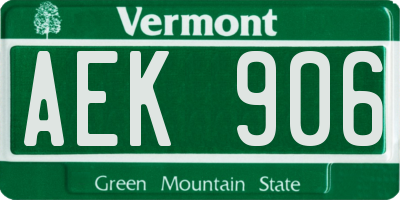 VT license plate AEK906