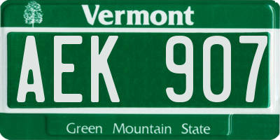 VT license plate AEK907