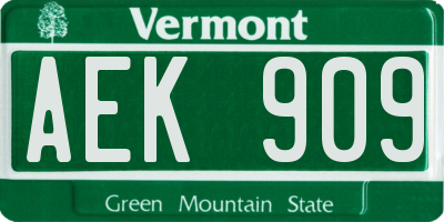 VT license plate AEK909