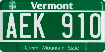 VT license plate AEK910