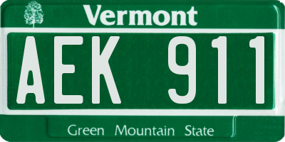 VT license plate AEK911