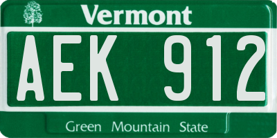 VT license plate AEK912