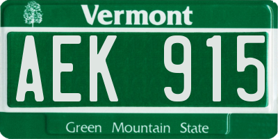 VT license plate AEK915