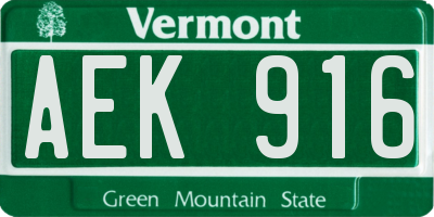 VT license plate AEK916