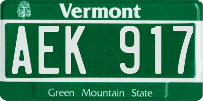VT license plate AEK917
