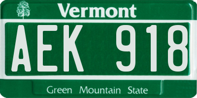 VT license plate AEK918