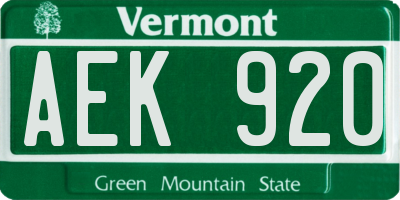 VT license plate AEK920
