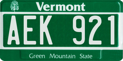 VT license plate AEK921