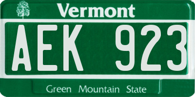 VT license plate AEK923