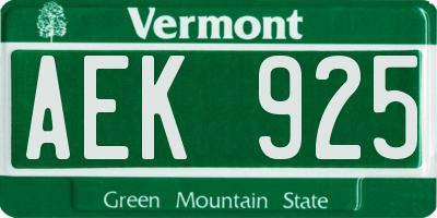 VT license plate AEK925