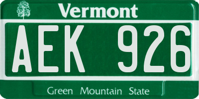 VT license plate AEK926