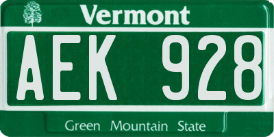 VT license plate AEK928
