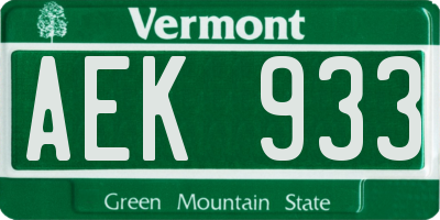 VT license plate AEK933