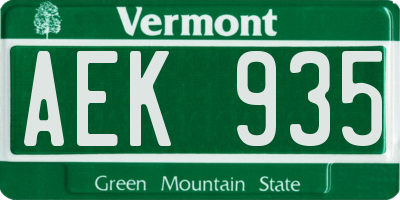 VT license plate AEK935