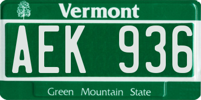 VT license plate AEK936