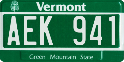 VT license plate AEK941