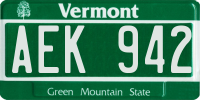 VT license plate AEK942