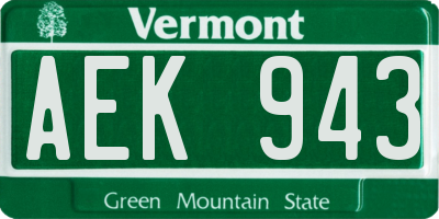 VT license plate AEK943