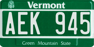 VT license plate AEK945