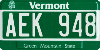 VT license plate AEK948