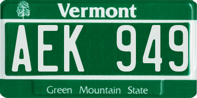 VT license plate AEK949