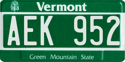 VT license plate AEK952