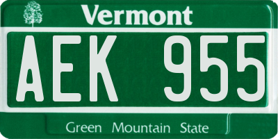 VT license plate AEK955