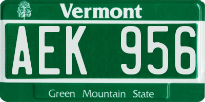 VT license plate AEK956