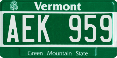 VT license plate AEK959