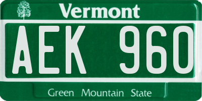 VT license plate AEK960