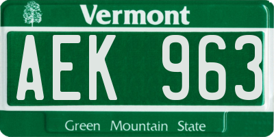 VT license plate AEK963