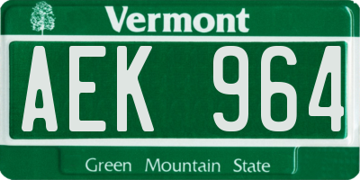VT license plate AEK964