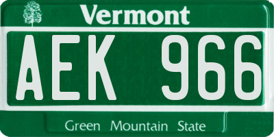 VT license plate AEK966