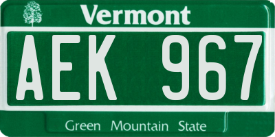 VT license plate AEK967