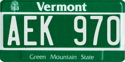 VT license plate AEK970
