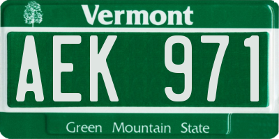 VT license plate AEK971