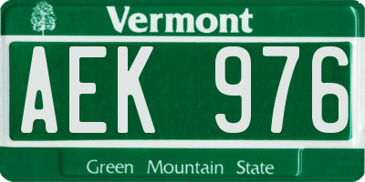 VT license plate AEK976