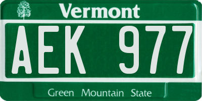 VT license plate AEK977