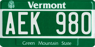 VT license plate AEK980